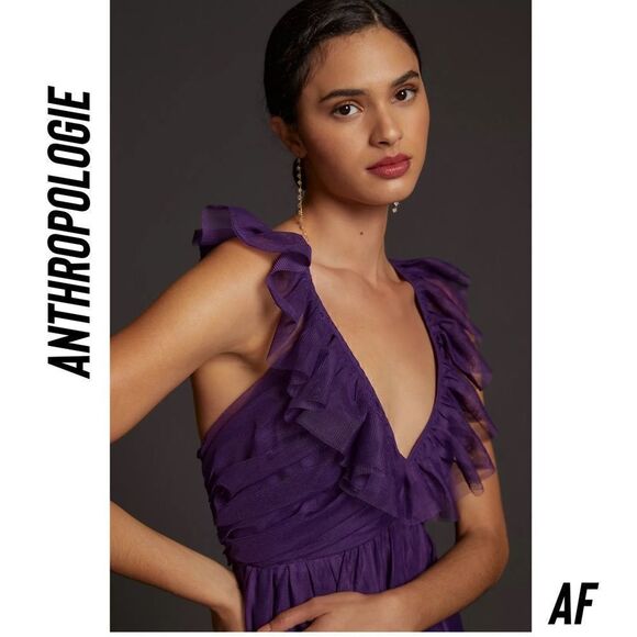 ANTHROPOLOGIE MAEVE TULLE MINI DRESS PURPLE NEW LARGE - Picture 5 of 8